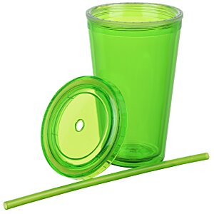 Additional Image 1 - a green cup with a lid and straw