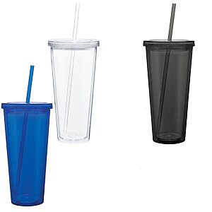 Additional Image 2 - a group of plastic cups with straws