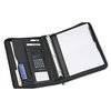 a black and white folder with a white cover
