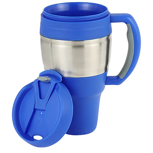Additional Image 1 - a blue and silver coffee mug