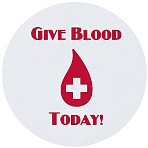 Additional Image 1 - a white circle with red text and a red cross and a drop of blood