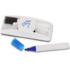 a blue marker and a white marker