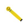 a yellow pencil case with a smiley face