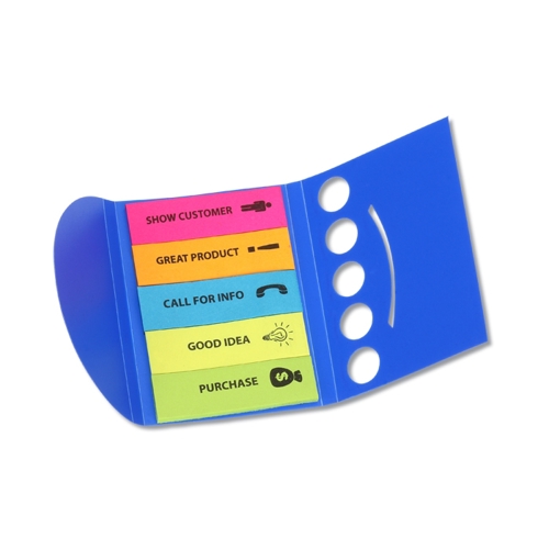 Additional Image 2 - a blue plastic object with different colored labels