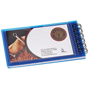 Additional Image 2 - a blue and white notepad with a white circle on it