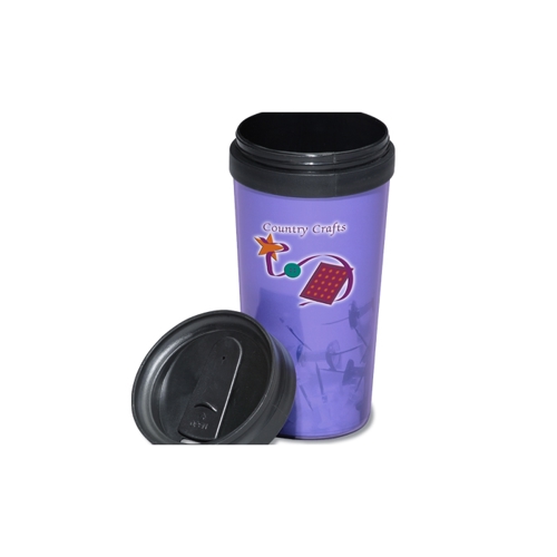 Additional Image 1 - a purple coffee cup with a black lid
