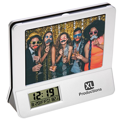 Additional Image 3 - a white digital clock with a picture of a group of people
