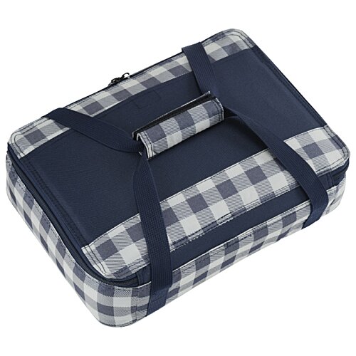 Additional Image 2 - a blue and white checkered suitcase
