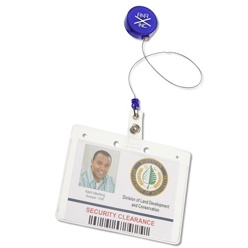Additional Image 3 - a white badge with a blue ball attached to it