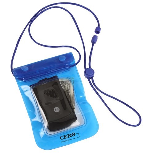 Additional Image 1 - a blue waterproof case with a string