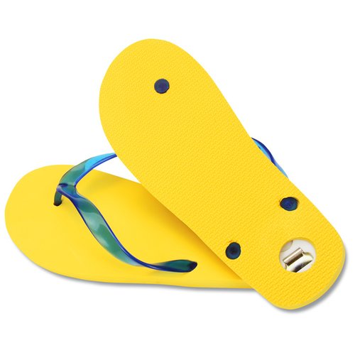 Additional Image 1 - a yellow flip flops with a blue ribbon