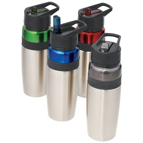 Additional Image 1 - a group of silver and black water bottles