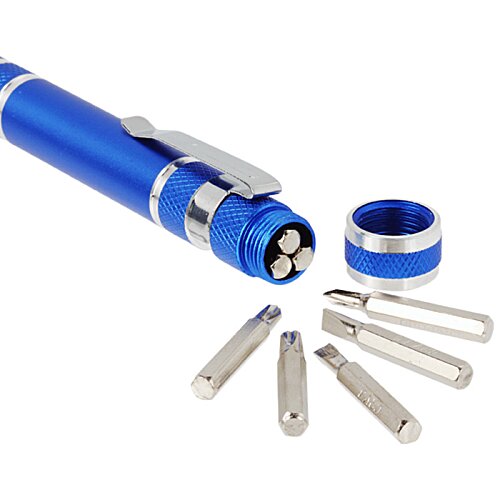 Additional Image 2 - a blue pen with a few silver blades