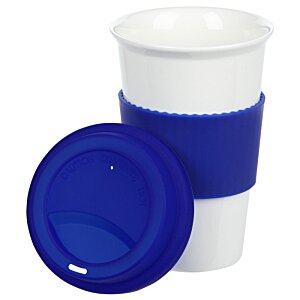 Additional Image 3 - a white and blue cup with a blue lid