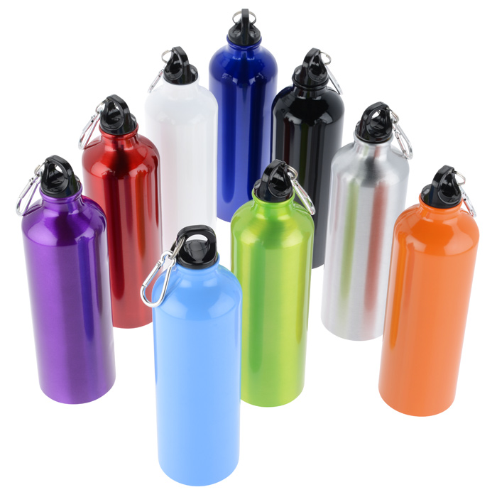 Sporty Aluminum Water Bottle w Carabiner 20 oz Bottles