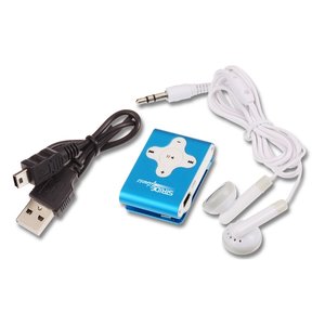 Additional Image 2 - a blue box with a white cross and a white cord next to a white headphones