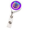 View Image 6 of 6 of Retractable Badge Holder - Round - Chrome Finish