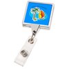 View Image 6 of 7 of Retractable Badge Holder - Square - Chrome Finish