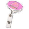 View Image 6 of 6 of Retractable Badge Holder - Oval - Chrome Finish