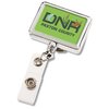 View Image 6 of 6 of Retractable Badge Holder - Rectangle - Chrome Finish