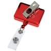 View Image 3 of 5 of Retractable Badge Holder - Rectangle - Chrome Finish - Label