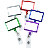 View Image 4 of 5 of Retractable Badge Holder - Rectangle - Chrome Finish - Label