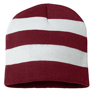 Additional Image 4 - a red and white striped beanie