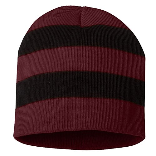 Additional Image 1 - a red and black striped hat