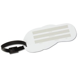 Additional Image 2 - a white luggage tag with black cord