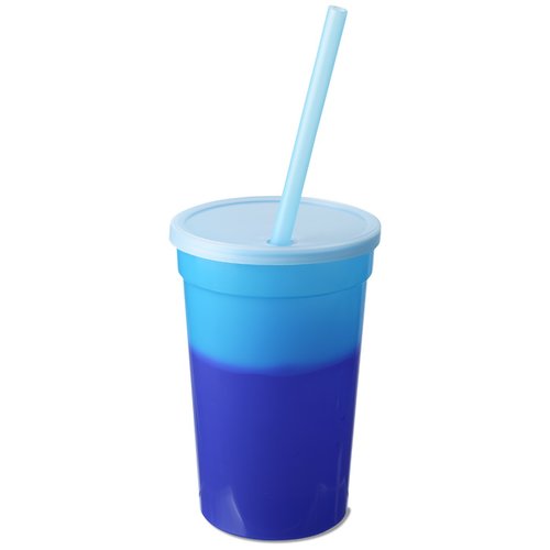 Additional Image 2 - a blue and white cup with a straw