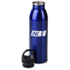 Additional Image 1 - a blue water bottle with a black cap