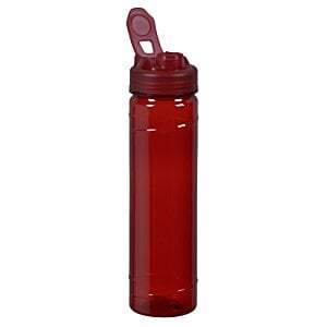 a red water bottle with a lid