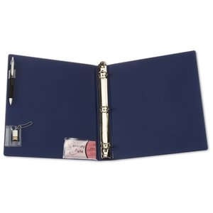 Additional Image 1 - a blue binder with a silver pen