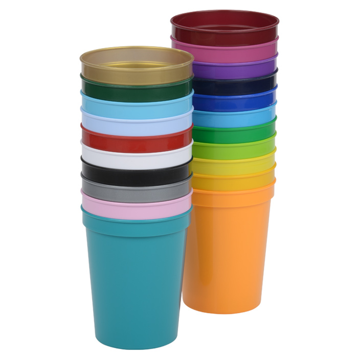 16 oz Plastic Stadium Cups with Lid & Straw
