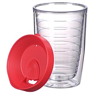 Additional Image 1 - a clear plastic cup with a red lid