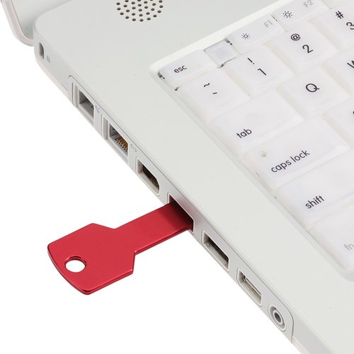 Additional Image 1 - a red usb stick attached to a white laptop