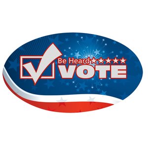 Additional Image 1 - a blue oval with red and white text