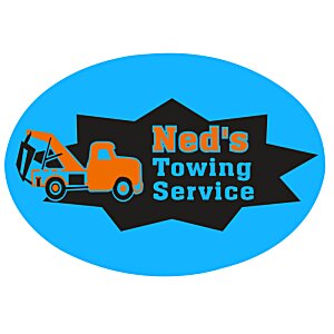 Additional Image 1 - a blue oval with black and orange logo