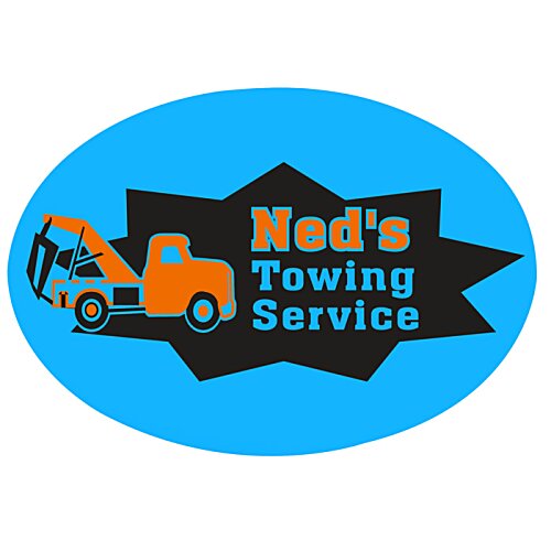 Additional Image 1 - a blue oval with black and orange logo
