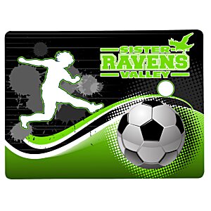 Additional Image 1 - a green and black card with a person kicking a football ball