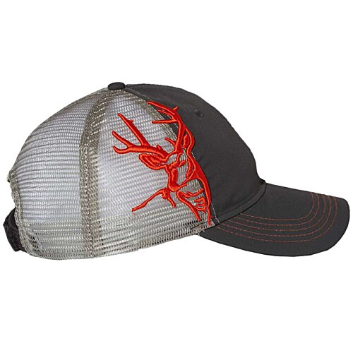 Additional Image 1 - a black and white hat with red design