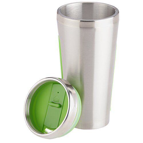 Additional Image 1 - a silver cup with a green lid