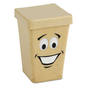 Additional Image 2 - a tan trash can with a face drawn on it