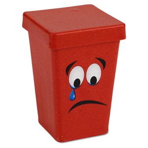 Additional Image 3 - a red trash can with a sad face