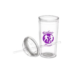 Additional Image 1 - a clear glass with a purple logo