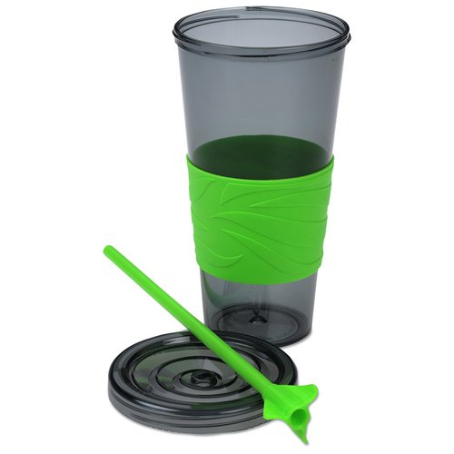 Additional Image 1 - a cup with a green lid and a green straw
