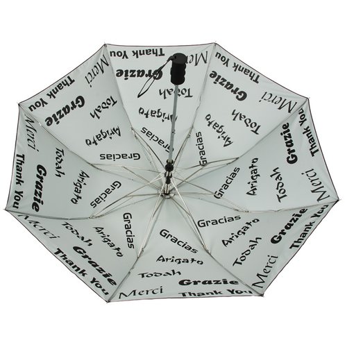 Additional Image 1 - a white umbrella with black text on it