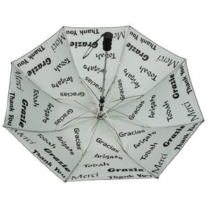Additional Image 1 - a white umbrella with black text on it