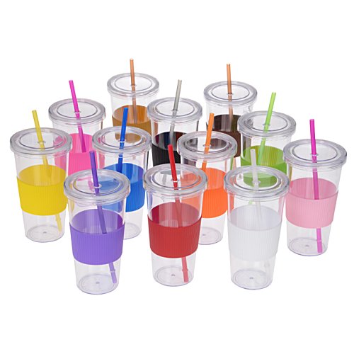 Additional Image 1 - a group of plastic cups with straws