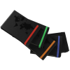 a group of black cards with different colored stripes